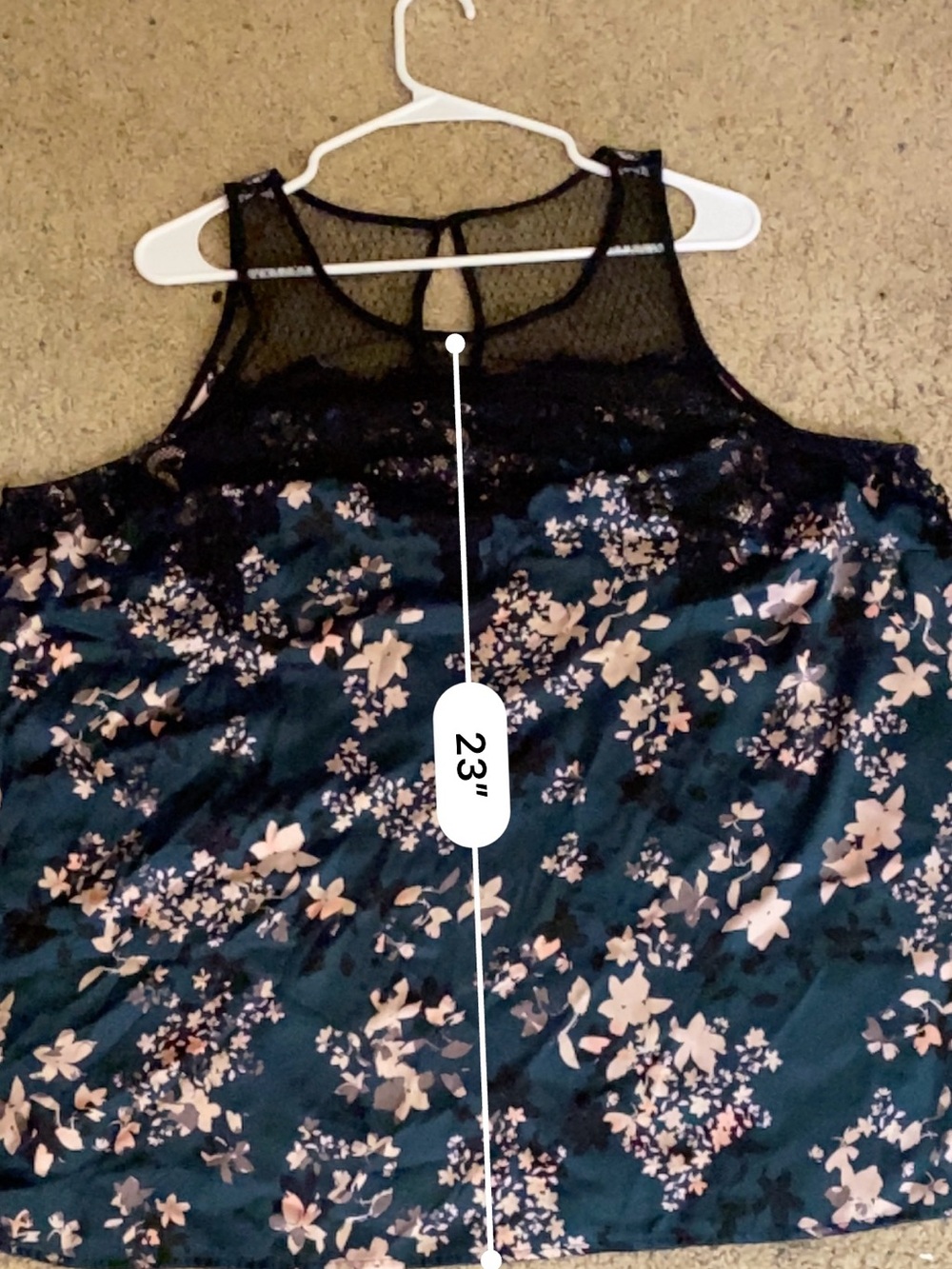 Maurices Teal Floral Lace Trim Sleeveless Camisole - Picture 11 of 12